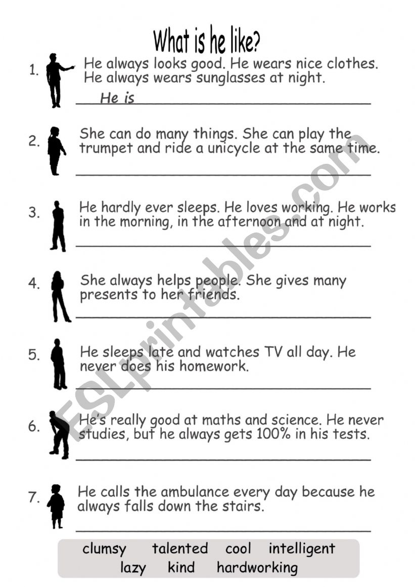 What`s he like? Personality adjectives and descriptions